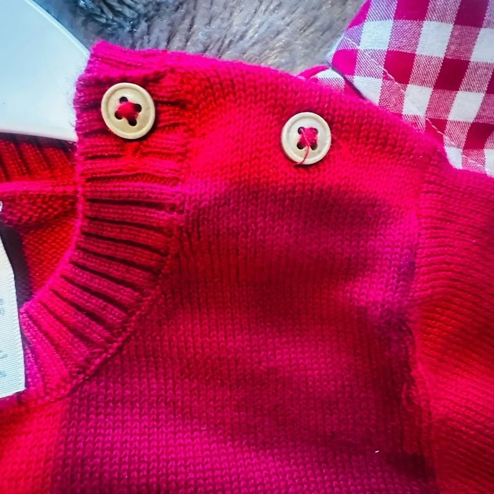 First Impressions Bold Red Sweater and Shirt Set